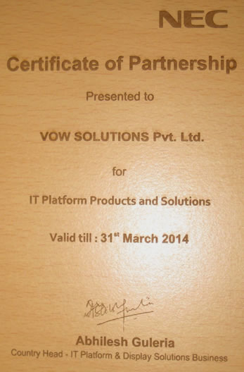 Certificate of partnership by NEC